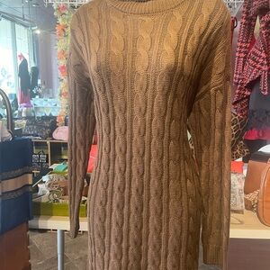 Elegant Long Sleeve Cable Knit Dress